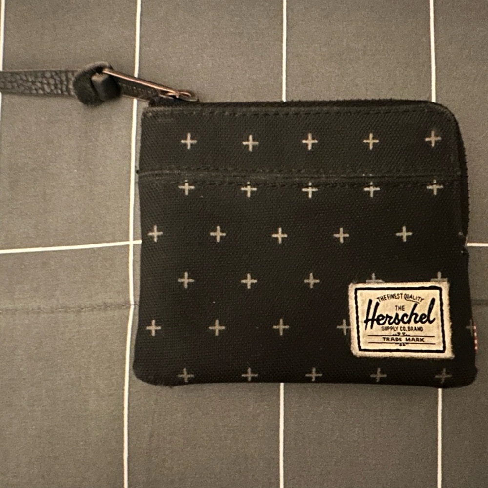 Herschel Supply Company Black Wallet with White Cross Pattern